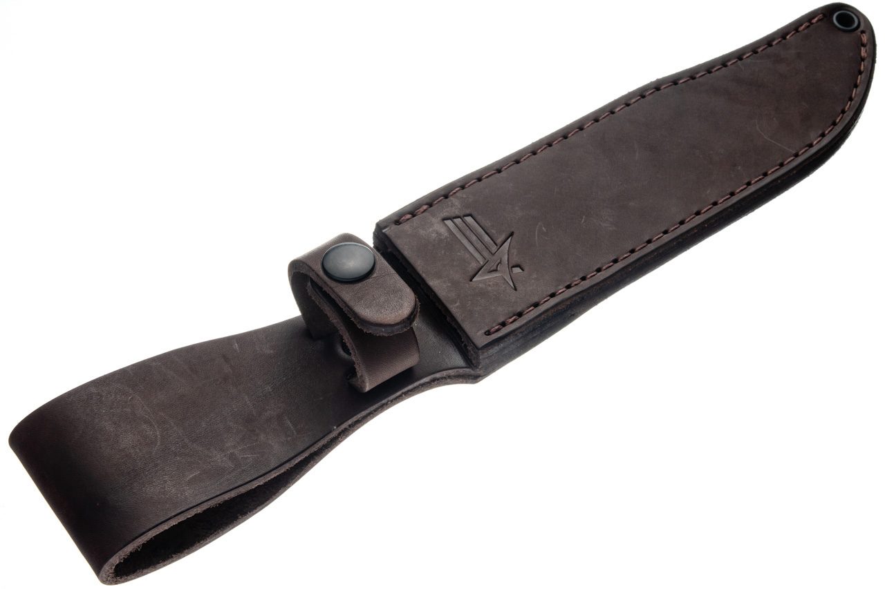 The standard MK2 leather sheath, front, showing the embossed AKC mark
